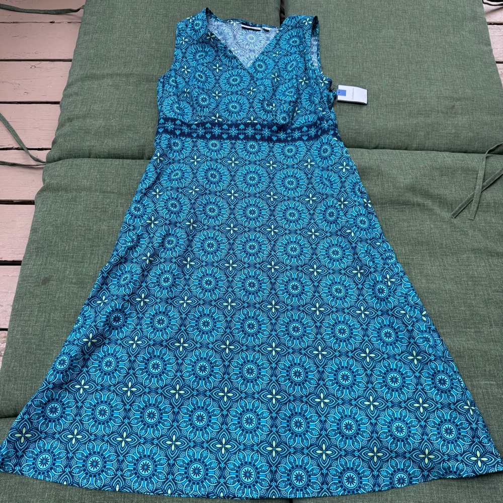 NWT Croft & Barrow Blue Floral Cotton Sundress Sz 16 Side Pockets - Picture 9 of 9